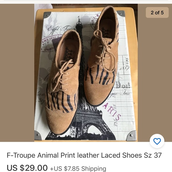 F-Troupe Animal Print leather Laced Shoes Sz 37 - Picture 2 of 5